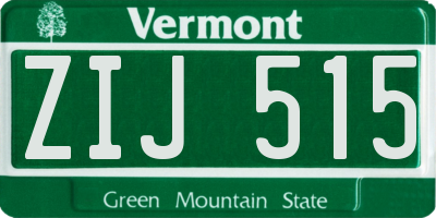 VT license plate ZIJ515