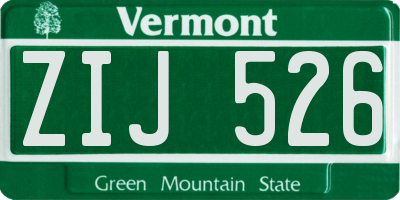 VT license plate ZIJ526