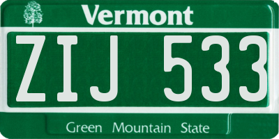 VT license plate ZIJ533