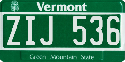 VT license plate ZIJ536
