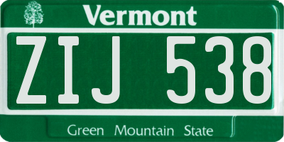 VT license plate ZIJ538