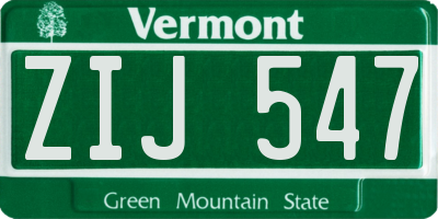 VT license plate ZIJ547