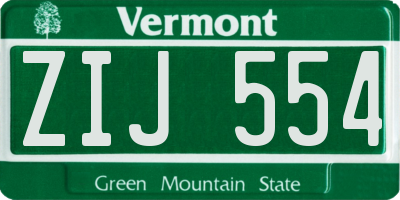 VT license plate ZIJ554