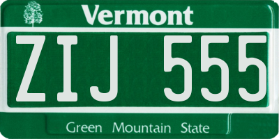 VT license plate ZIJ555
