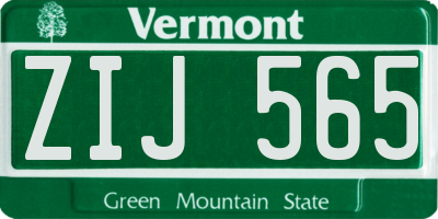 VT license plate ZIJ565