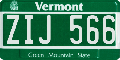 VT license plate ZIJ566