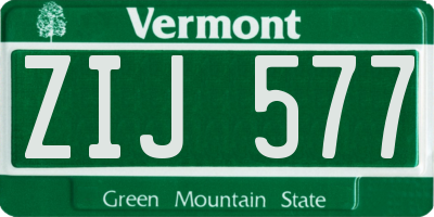 VT license plate ZIJ577