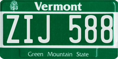 VT license plate ZIJ588
