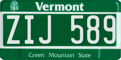 VT license plate ZIJ589