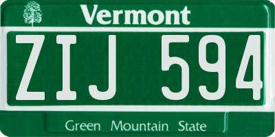 VT license plate ZIJ594