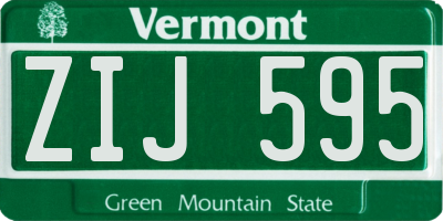 VT license plate ZIJ595