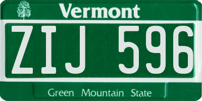 VT license plate ZIJ596