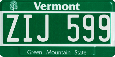 VT license plate ZIJ599