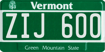 VT license plate ZIJ600