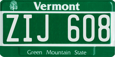 VT license plate ZIJ608