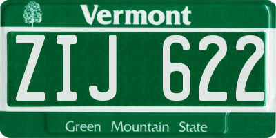 VT license plate ZIJ622