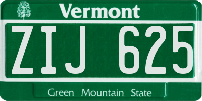 VT license plate ZIJ625