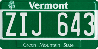 VT license plate ZIJ643