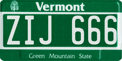 VT license plate ZIJ666