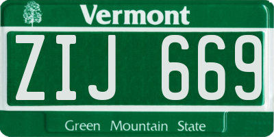 VT license plate ZIJ669