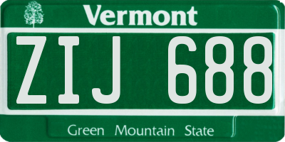 VT license plate ZIJ688