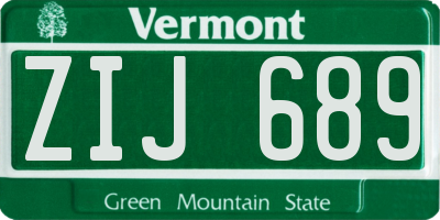 VT license plate ZIJ689