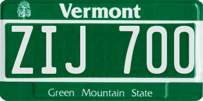 VT license plate ZIJ700