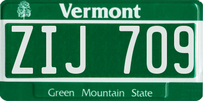 VT license plate ZIJ709