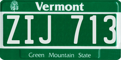 VT license plate ZIJ713