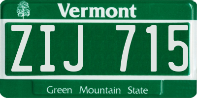 VT license plate ZIJ715