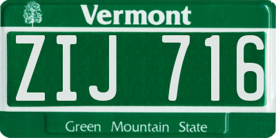 VT license plate ZIJ716