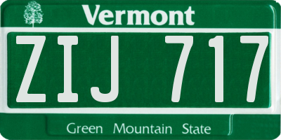 VT license plate ZIJ717