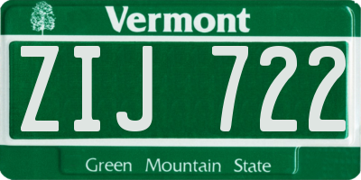 VT license plate ZIJ722