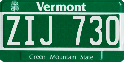 VT license plate ZIJ730