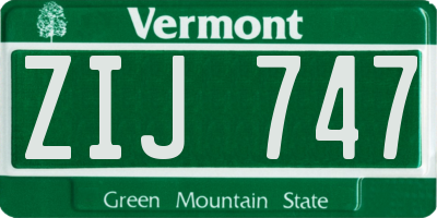 VT license plate ZIJ747