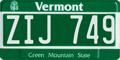 VT license plate ZIJ749