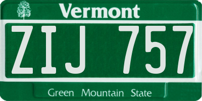 VT license plate ZIJ757