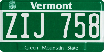 VT license plate ZIJ758