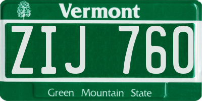 VT license plate ZIJ760