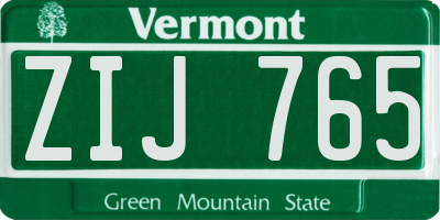 VT license plate ZIJ765