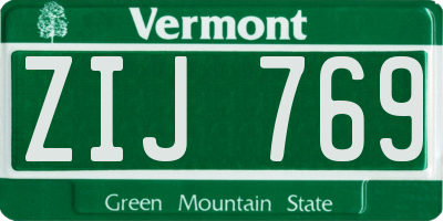 VT license plate ZIJ769