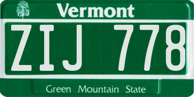 VT license plate ZIJ778