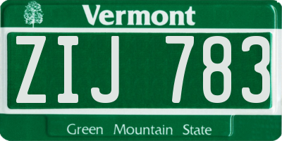 VT license plate ZIJ783