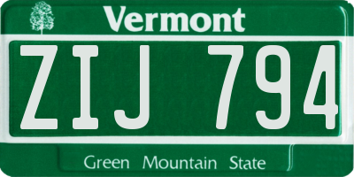 VT license plate ZIJ794