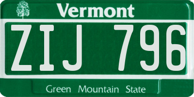 VT license plate ZIJ796