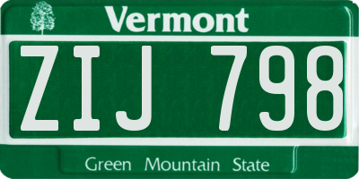 VT license plate ZIJ798