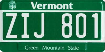 VT license plate ZIJ801