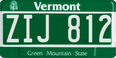 VT license plate ZIJ812