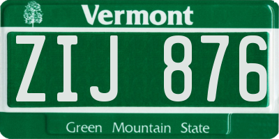 VT license plate ZIJ876
