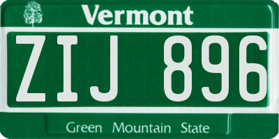VT license plate ZIJ896